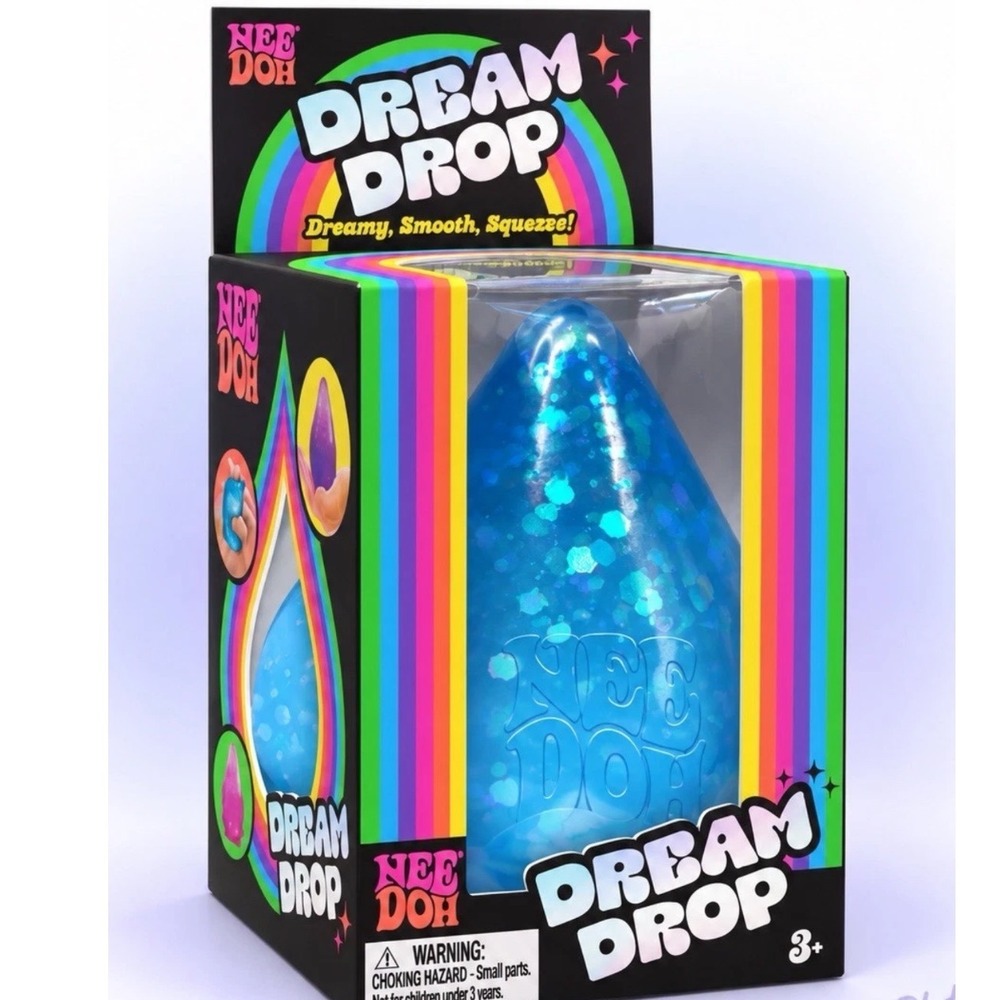 NeeDoh Dream Drop Blue Glitter Stress Ball Fidget Toy Schylling 26110NAB